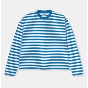 nwt carhartt wip Women's Scotty Stripe Long Sleeve T-Shirt | Azzuro XS